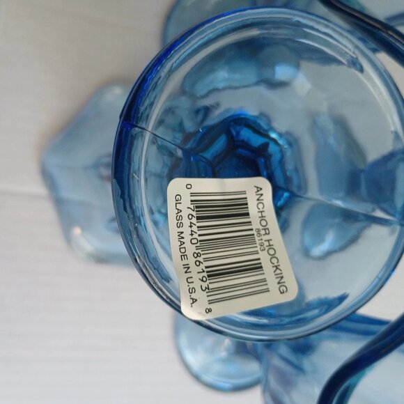 Set Of 4 Anchor Hocking Light Blue Tulip Parfait Glasses Ice Cream Sundae - Picture 9 of 9